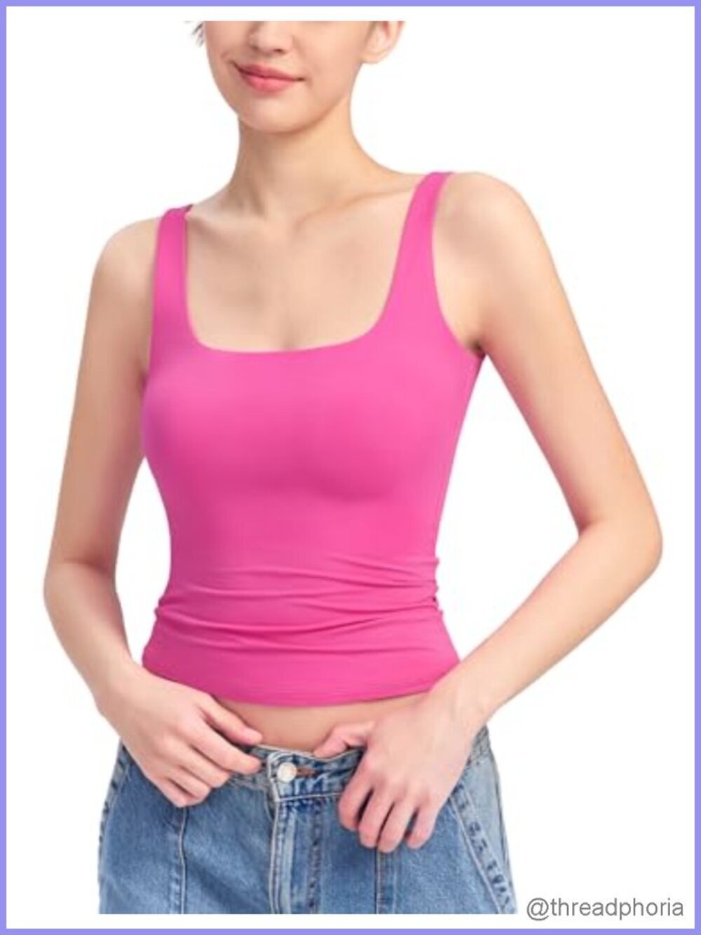 Square Neck Tank Top Sleeveless Double Lined Basic Top